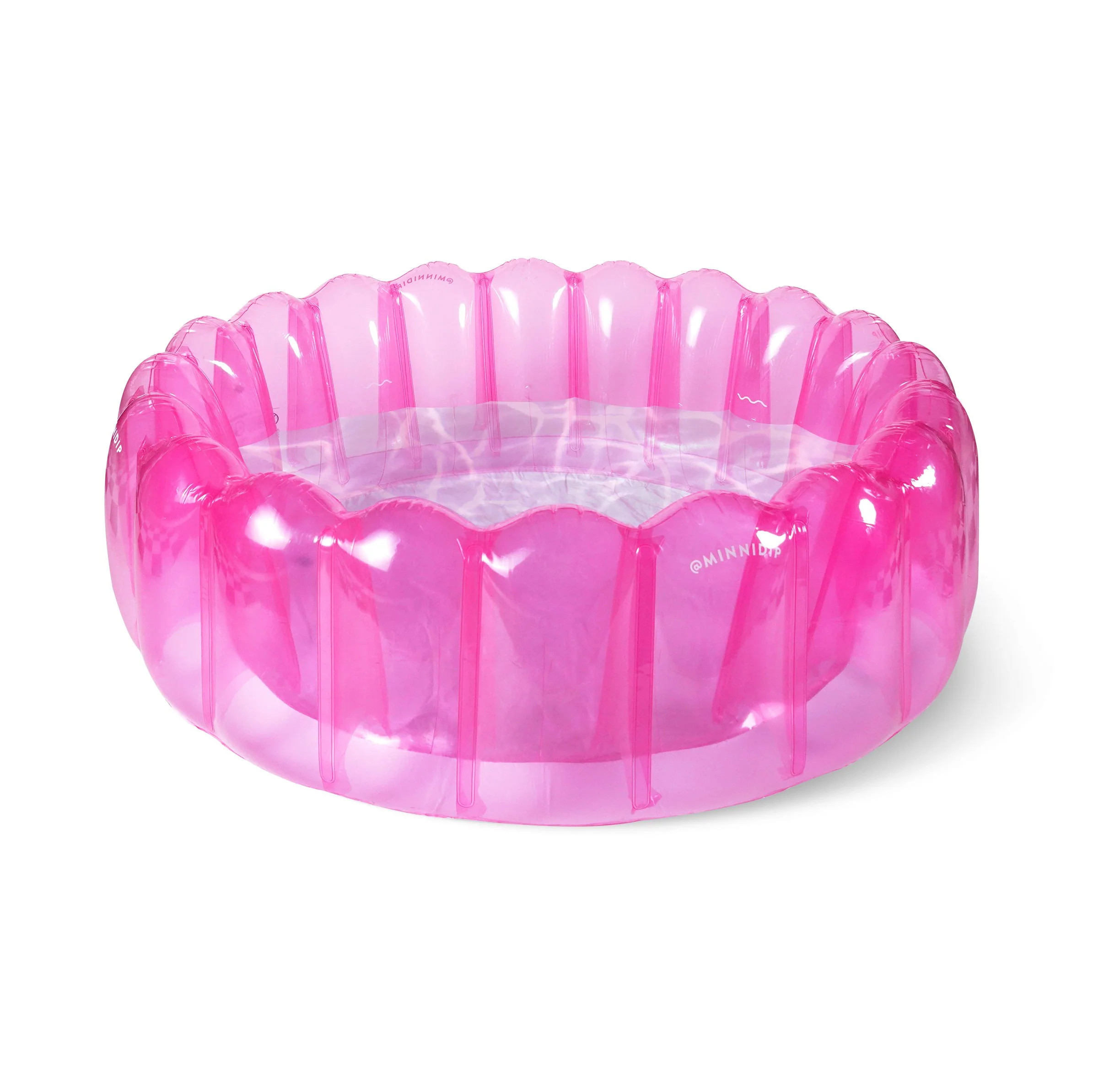 the CLEARLY HOT PINK TUFTED luxe inflatable pool | Minnidip