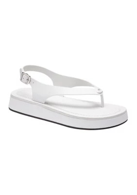 COACH Women's Sculpted C Platform Thong Sandals, White, 8.5N | Belk