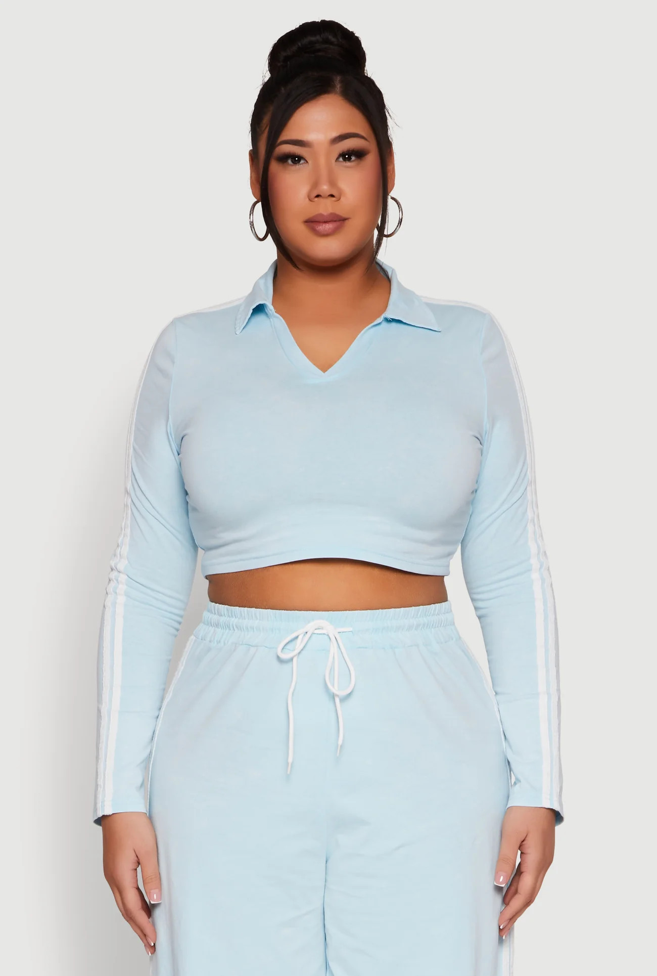 Plus Size Daisy Mineral Wash Varsity Stripe Crop Top | Rainbow Shops