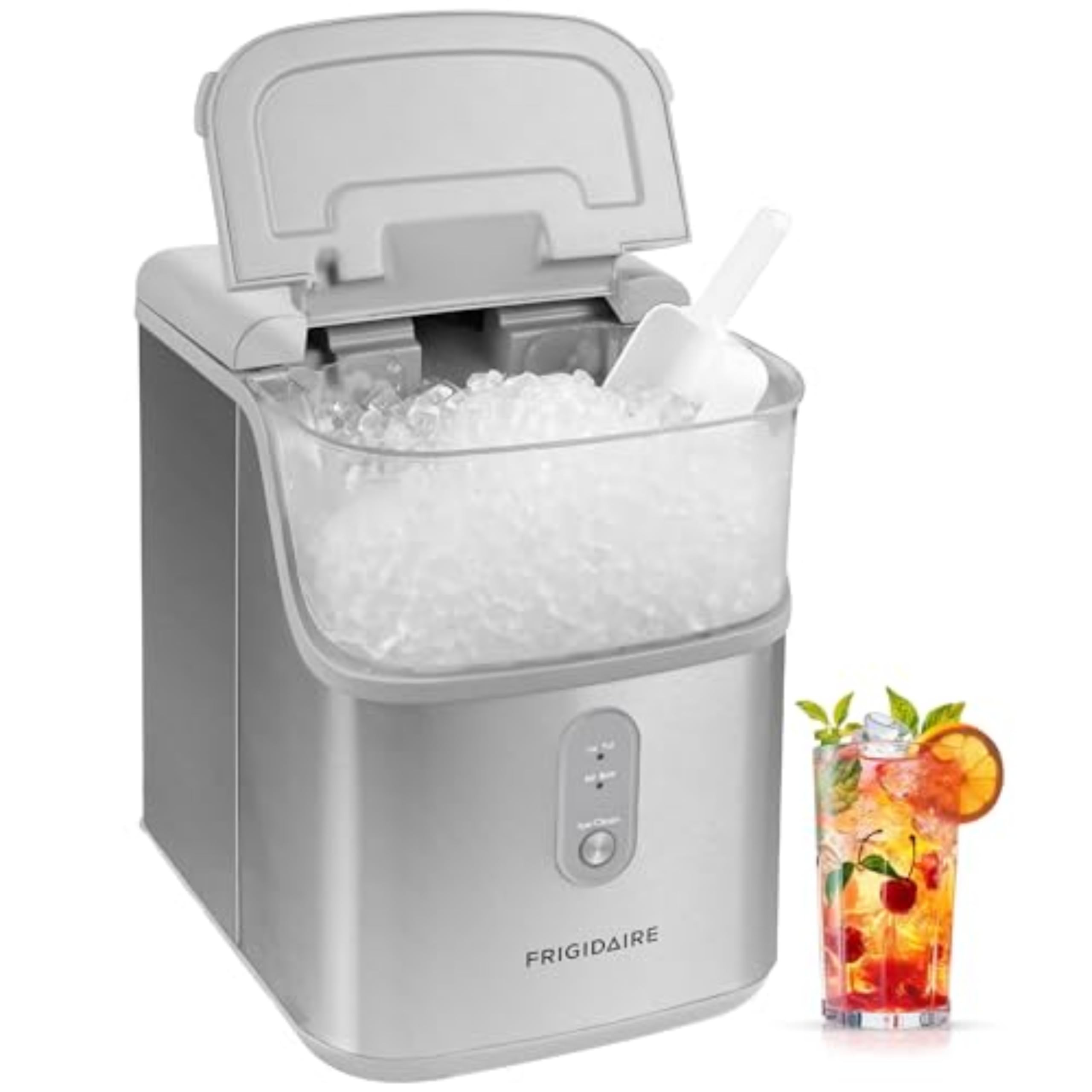 Frigidaire Countertop Crunchy Chewable Nugget Ice Maker, Compact, 33lbs per Day, Metallic Finish | Amazon (US)