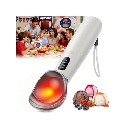 Heated Ice Cream Scoop with On/Off Switch, Electric Ice Cream Scooper for Hardened Ice Cream, Gelato, Sorbet, Melon, Waterproof IPX7, Handheld Heating Up to 160°F, Rechargeable with LED Display, White | Amazon (US)