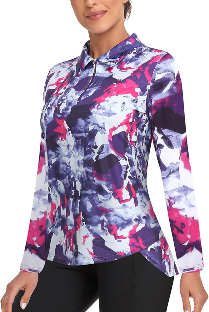 Tanst Sky Women's Golf Shirt UPF 50+ Long Sleeve Quarter Zip Pullover Athletic Hiking Workout Top... | Amazon (US)