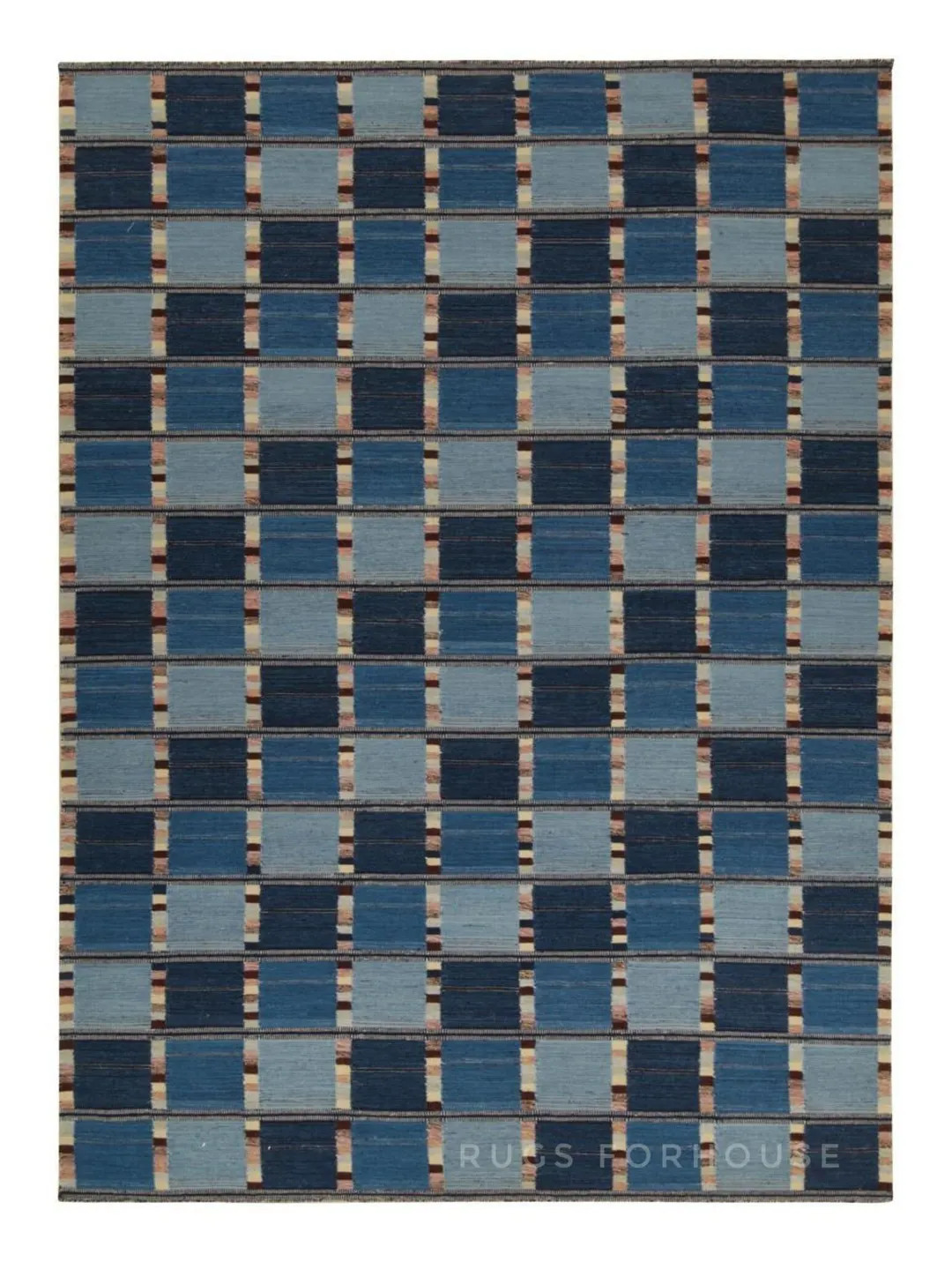 Hand Knotted Wool Kilim Rug: Swedish Modern Design, Earth Tones (8x10 | Etsy (US)