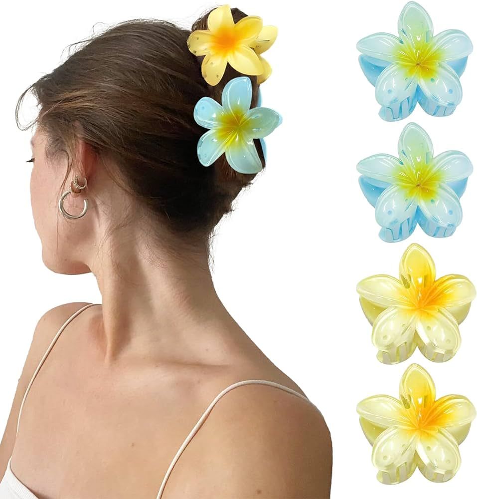 Flower Hair Claw Clips-4PCS Large Claw Clips for Thick Hair,Strong Hold Nonslip Hair Clips for Wo... | Amazon (US)