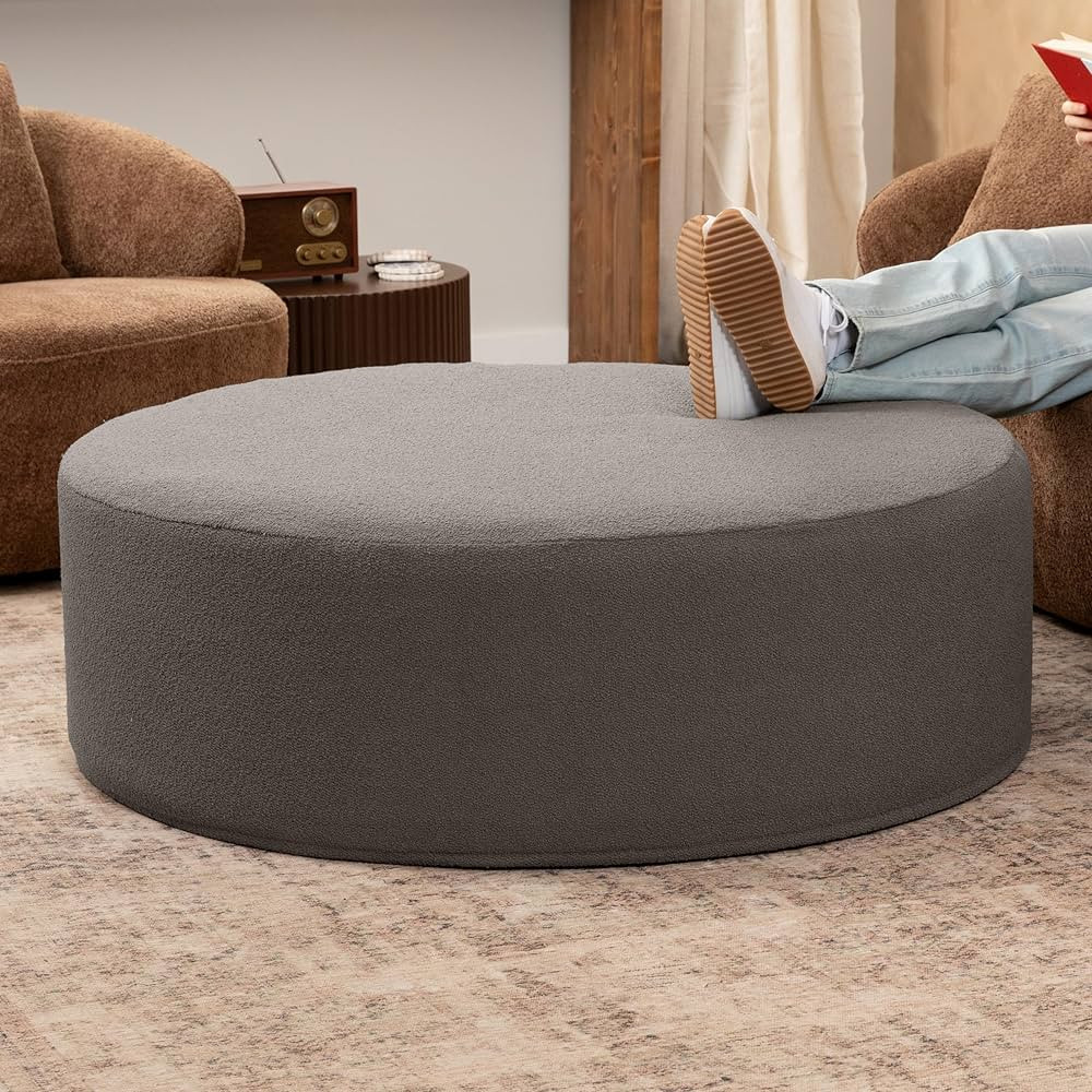 Jaxx Candler Round Couch Ottoman – Oversized Giant Coffee Table, 44”, Luxe Boucle, Boucle Dar... | Amazon (US)