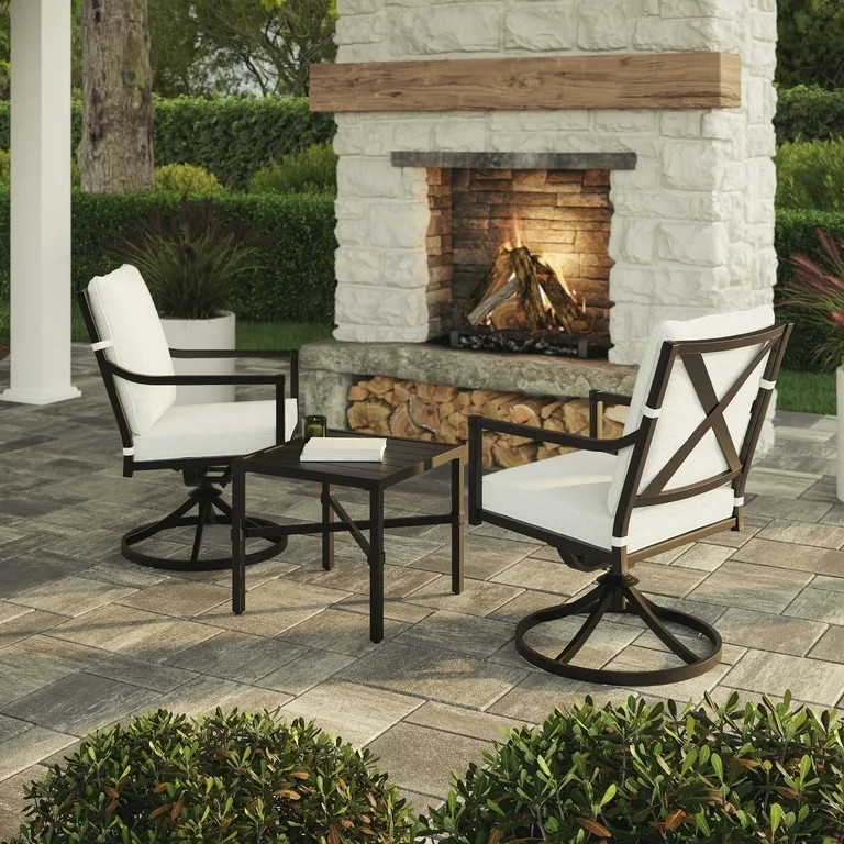 My Texas House Cambria Swivel Outdoor Dining Chair - Set of 2, Black | Walmart (US)