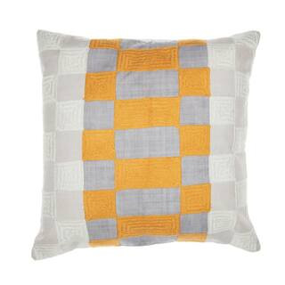 Stacy Garcia Yellow/Gray Checkered Hand-Woven 20 in. x 20 in. Indoor Throw Pillow | The Home Depot