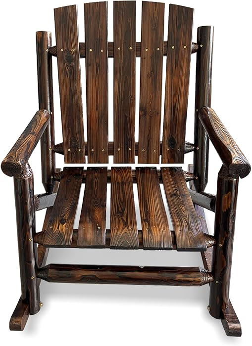 Rustic Log Wooden Rocking Chair, Handcrafted Solid Fir Wood Outdoor Rocker for Porch, Patio, Heav... | Amazon (US)