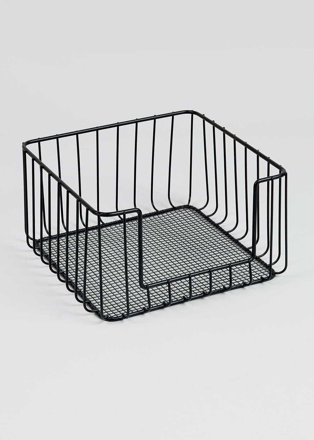 Stackable Wire Storage Basket (25cm x 24cm x 13.5cm) – Black | Matalan (UK)