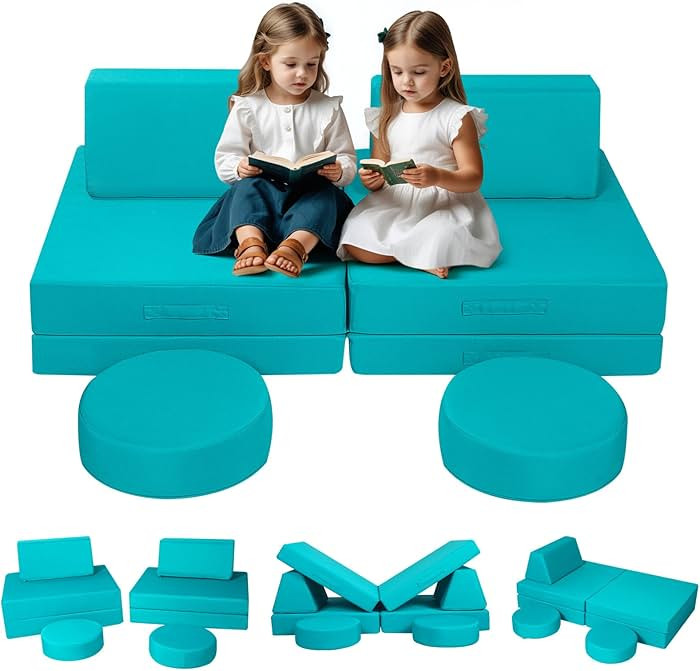 MeMoreCool Modular Toddler Couch, 8-Piece Fold-Out Foam Play Set for Kids, Convertible Waterproof... | Amazon (US)