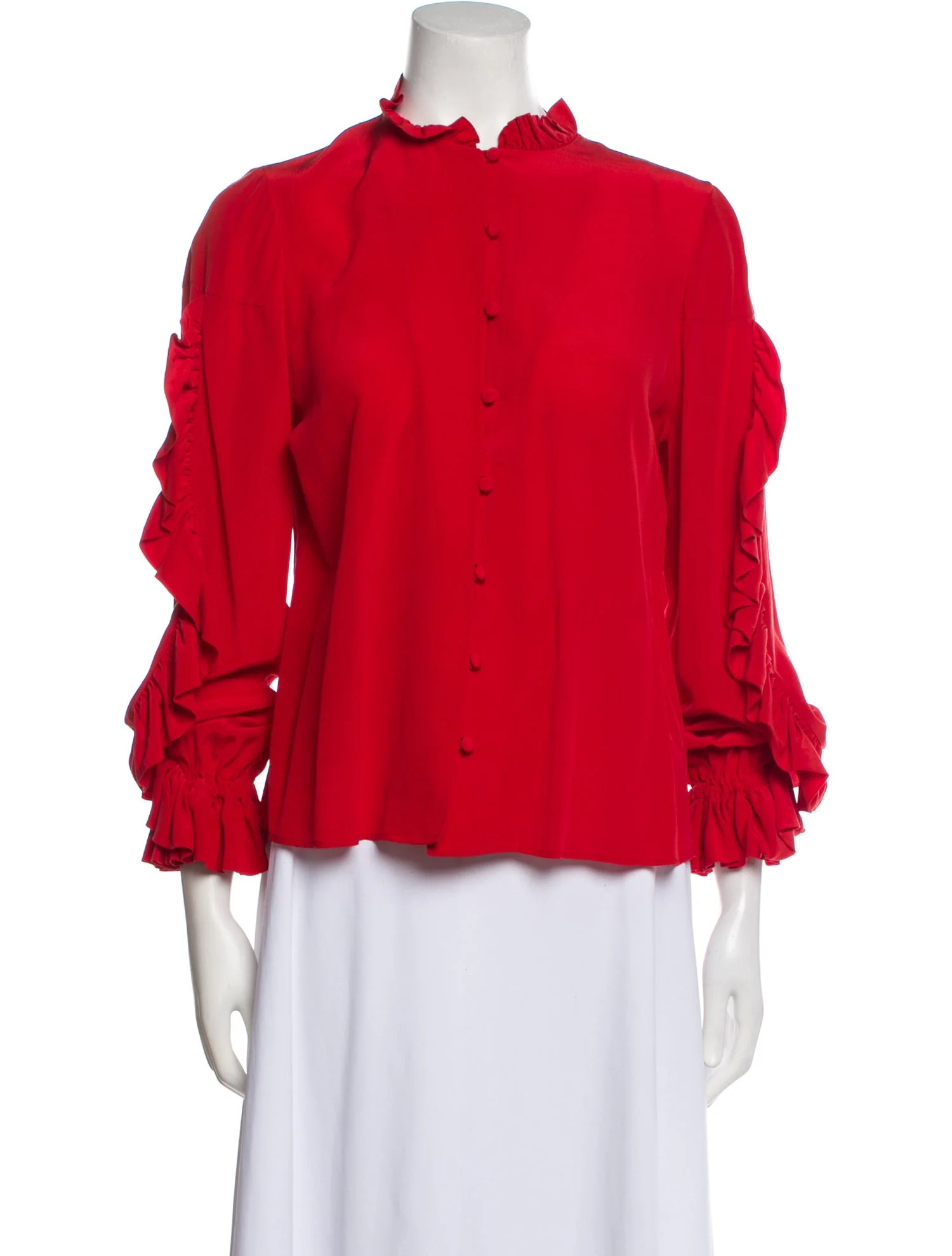 Mock Neck Three-Quarter Sleeve Blouse | The RealReal