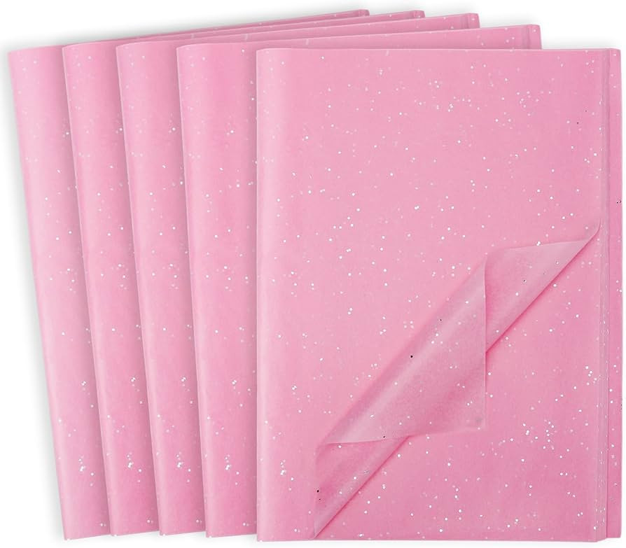 woric 135 Sheets Glitter Pink Tissue Paper 20 x 14 Inch Light Pink Tissue Paper for Gift Bags Val... | Amazon (US)