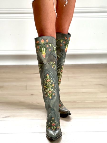 One of my favorite pair of boots 🌸
I’ve had these a couple of years & I just love the knee high length. The floral detail encompasses the front & back of these boots. Western boots. Country concert Inspo  

#LTKFestival #LTKshoecrush #LTKstyletip