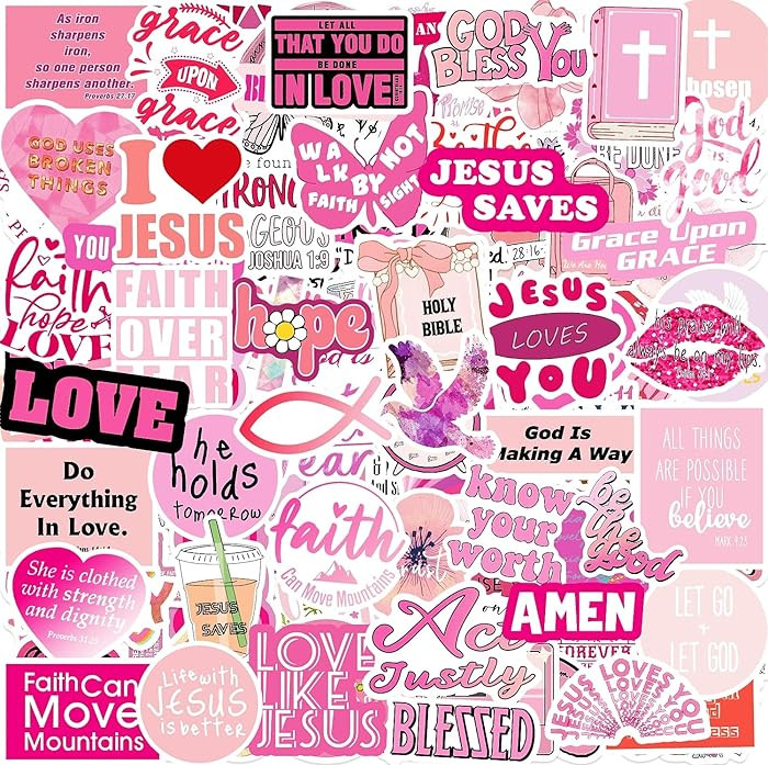 Pink Prayer Board Supplies - 120pcs Religious Vision Board Stickers, Waterproof Motivational Bibl... | Amazon (US)