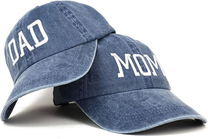 Trendy Apparel Shop Capital Mom and Dad Pigment Dyed Couple 2 Pc Cap Set | Amazon (US)