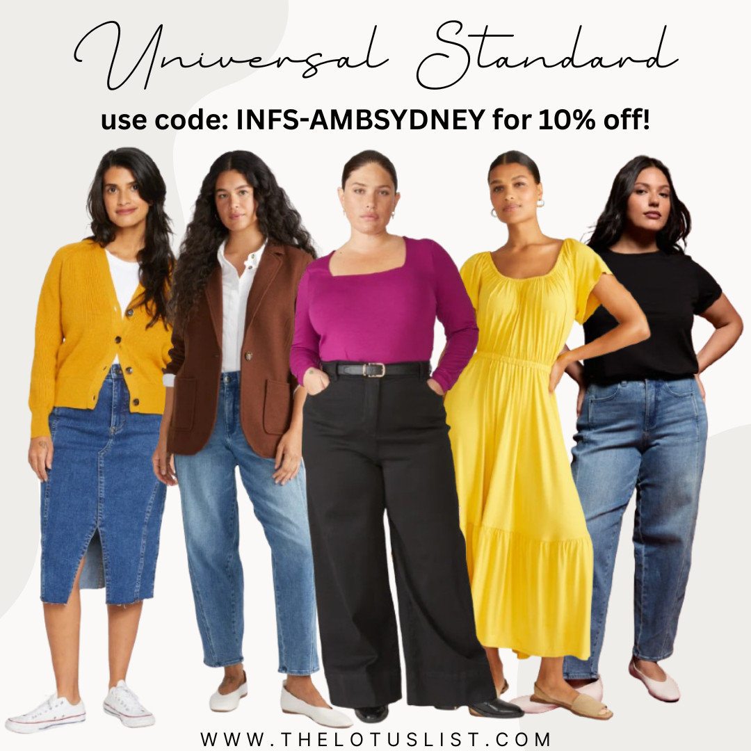 Universal Standard - Use Code INFS-AMBSYDNEY for 10% off!

ltkworkwear / ltkseasonal / ltksalealert /  universal standard / promo code / discount code / universal standard discount code / universal standard promo code / work wear / jeans / denim / plus size / petite / midsize / universal standard denim / yellow sweater / yellow cardigan / mustard yellow / butter yellow / brown blazer / blazer / yellow dress / butter yellow dresss / sale / sale alert / fall Outfit / fall Outfits / summer outfit / summer outfits  

 #LTKMidsize #LTKPetite #LTKPlusSize