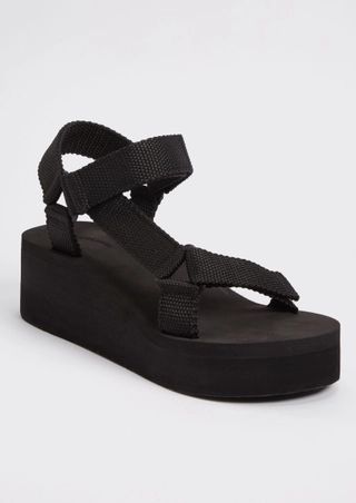 Black Platform Wedge Sports Sandals | rue21