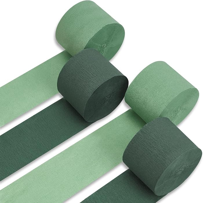 PartyWoo Dark Green Crepe Paper 4pcs 328 FT Emerald Sage Green Streamers | Amazon (US)