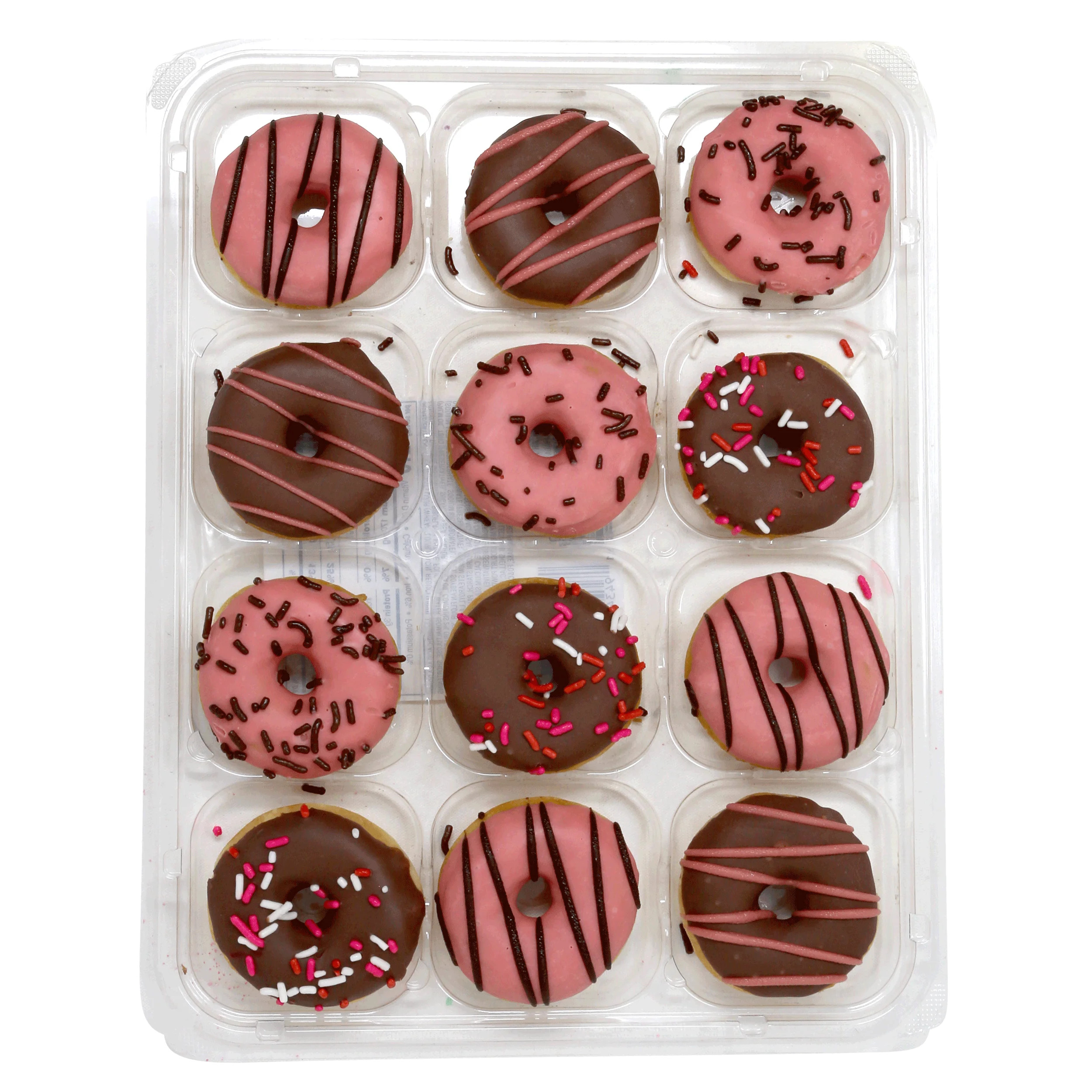 Freshness Guaranteed Valentines Vanilla and Chocolate Iced Mini Donuts 8 oz, 12 Count | Walmart (US)