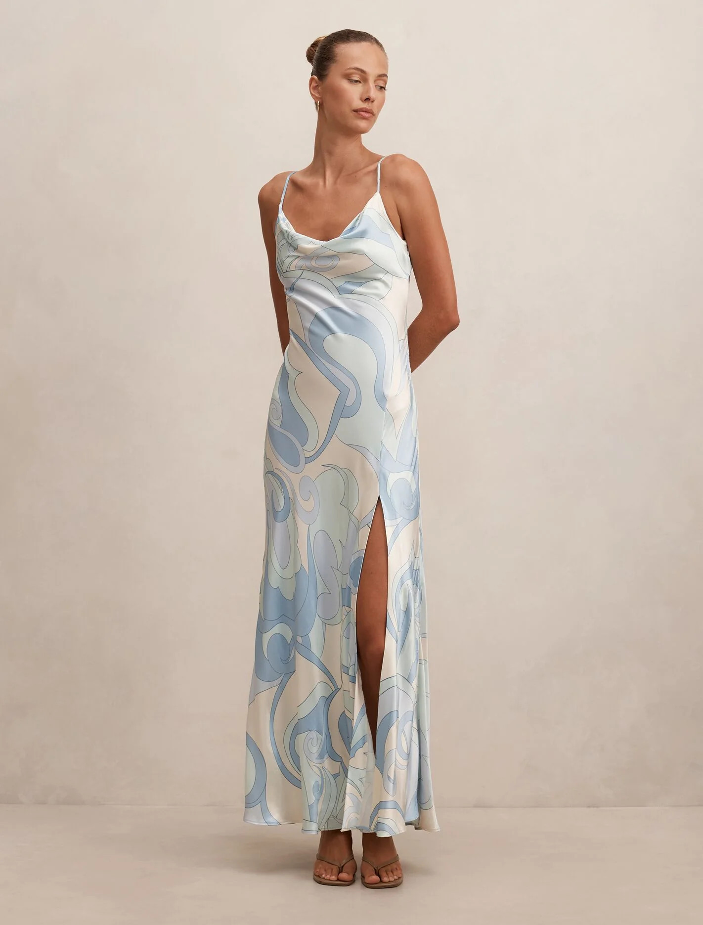 Blue Maxi Dress - Tyler Satin Cowl Slip - Size 0 to 12 - Womens Maxi Dresses | Ever New US