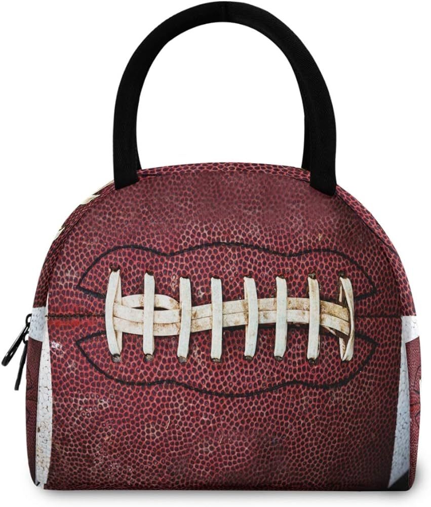 ZzWwR Lifelike American Football Sskin Print Reusable Lunch Tote Bag with Front Pocket Zipper Clo... | Amazon (US)