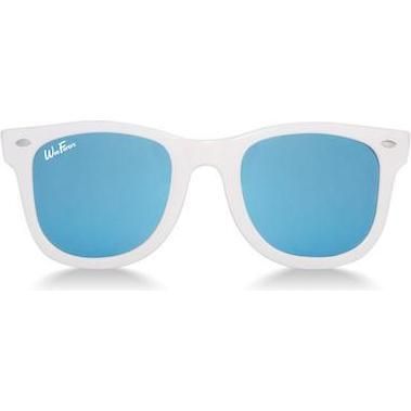 Polarized Sunglasses, White with Sky Blue | Maisonette