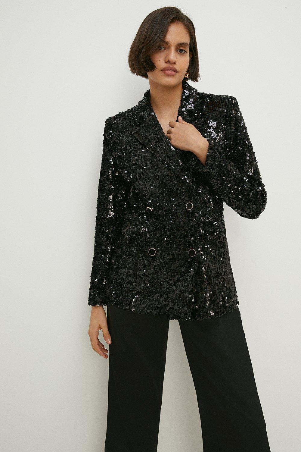 Jackets & Coats | All Over Sequin Tweed Blazer | Oasis | Debenhams UK