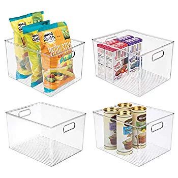 Plastic Storage Organizer Container Bins Holders with Handles - for Kitchen, Pantry, Cabinet, Fridge | Walmart (US)