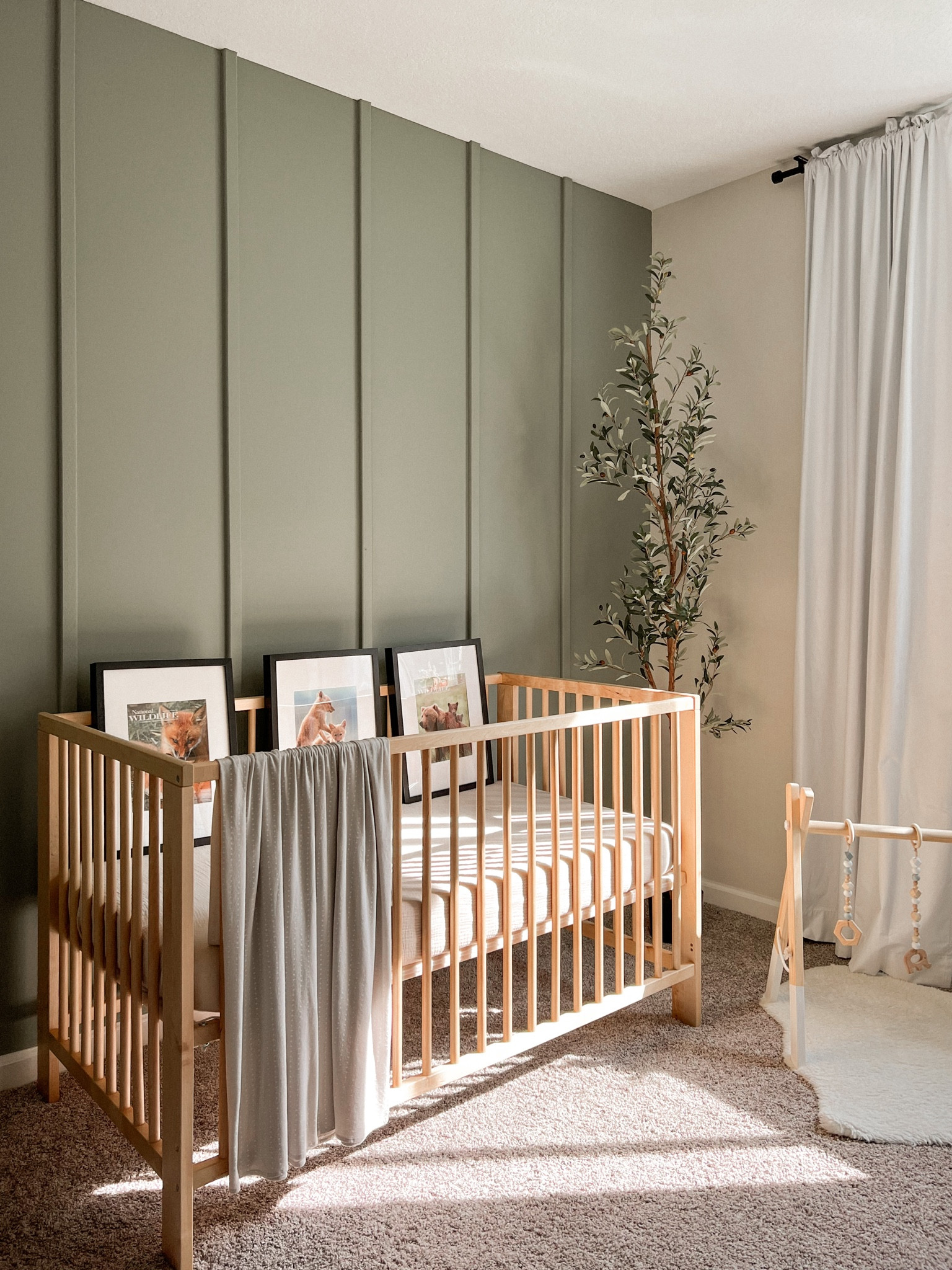 Baby boy woodland nursery with green accent wall

#LTKhome #LTKbaby #LTKbump