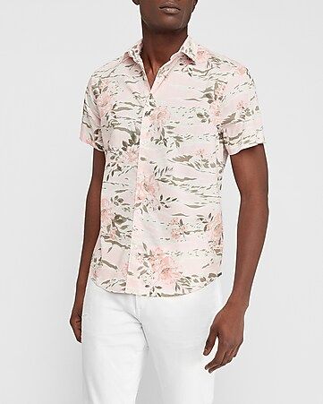 Slim Floral Camo Print Soft Wash Shirt | Express