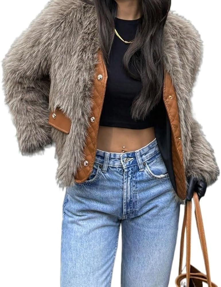 jackets for women Faux Fur Jacket Sydney Sunset Vegan Short Coat,Winter | Amazon (US)