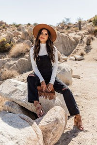 Keep Looking Up Black Overalls | Pink Lily