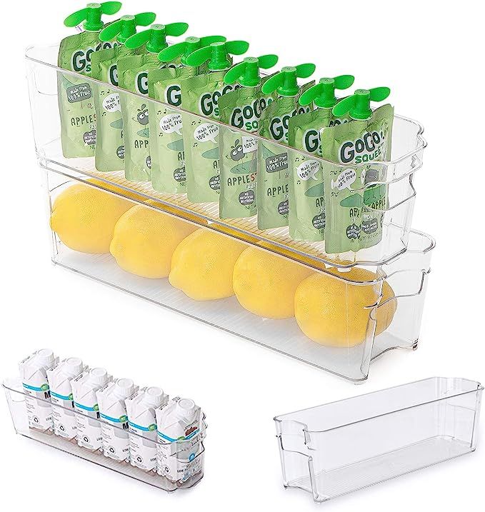 Smart Design Stackable Set of 4 Refrigerator Bins with Handle - 4 x 15 Inch - BPA Free - Fridge C... | Amazon (US)