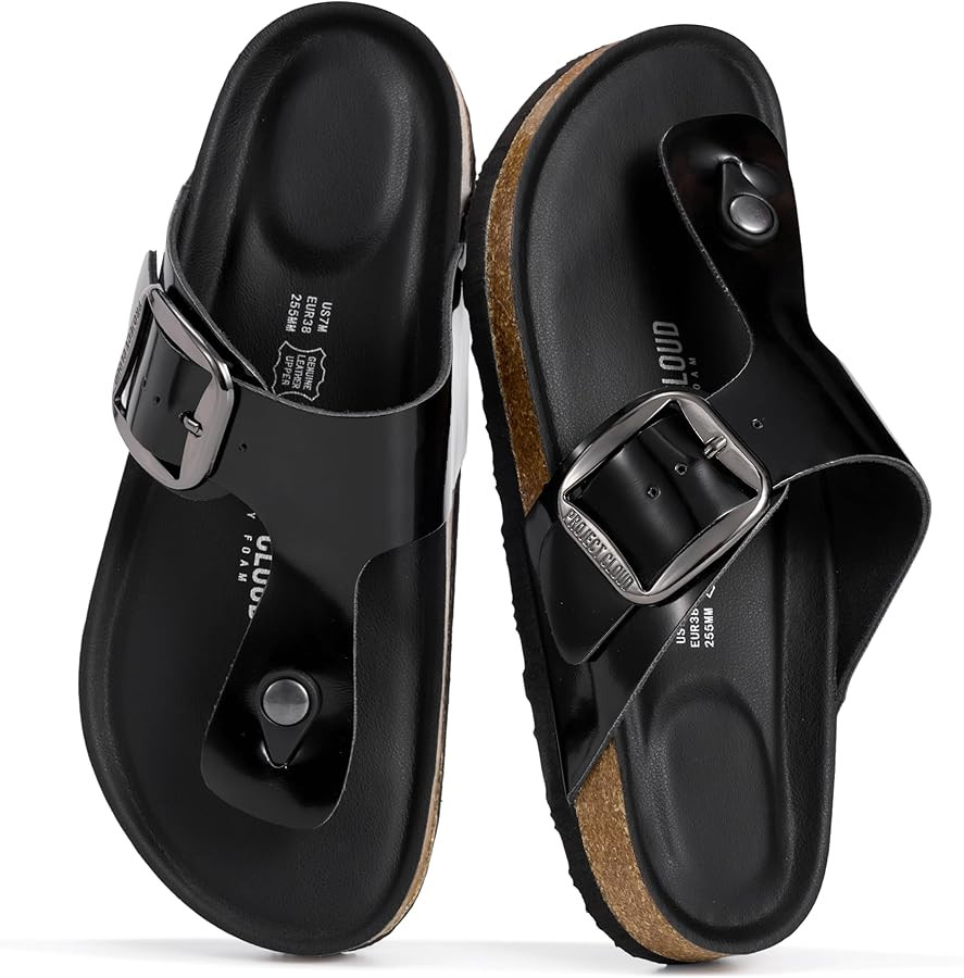 Project Cloud 100% Genuine Leather Thong Sandals Women Footwear - Memory Foam Insole Womens Sanda... | Amazon (US)
