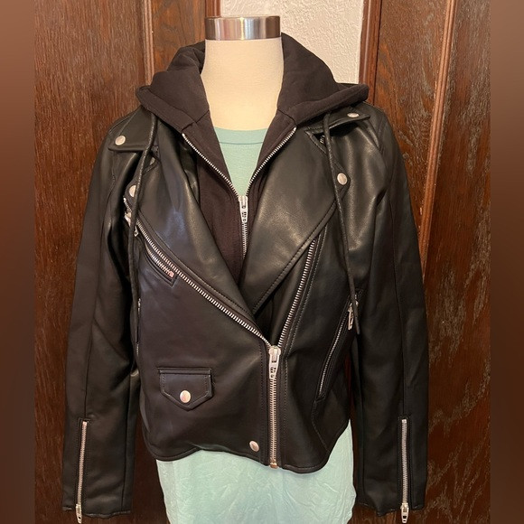 NWT Blank NYC Vegan Leather Moto Jacket with Removable Hood | Poshmark