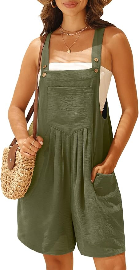 GRECERELLE Jumpsuits For Women Summer Short Overalls Casual Sleeveless Adjustable Loose Women's R... | Amazon (US)