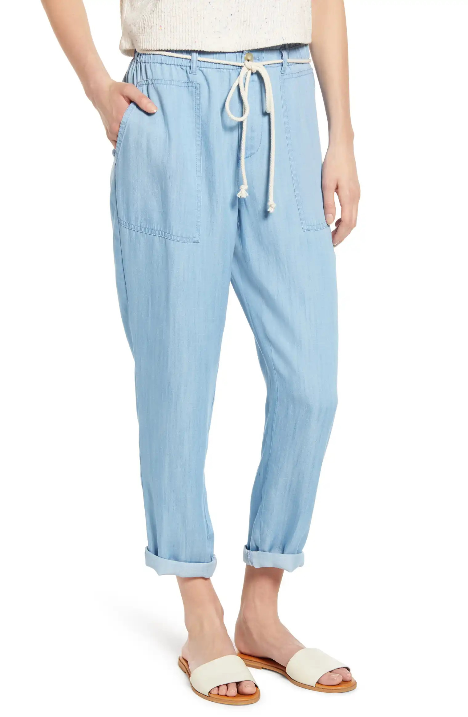 Lou & Grey Chambray Rope-Tie Pants | Nordstrom | Nordstrom