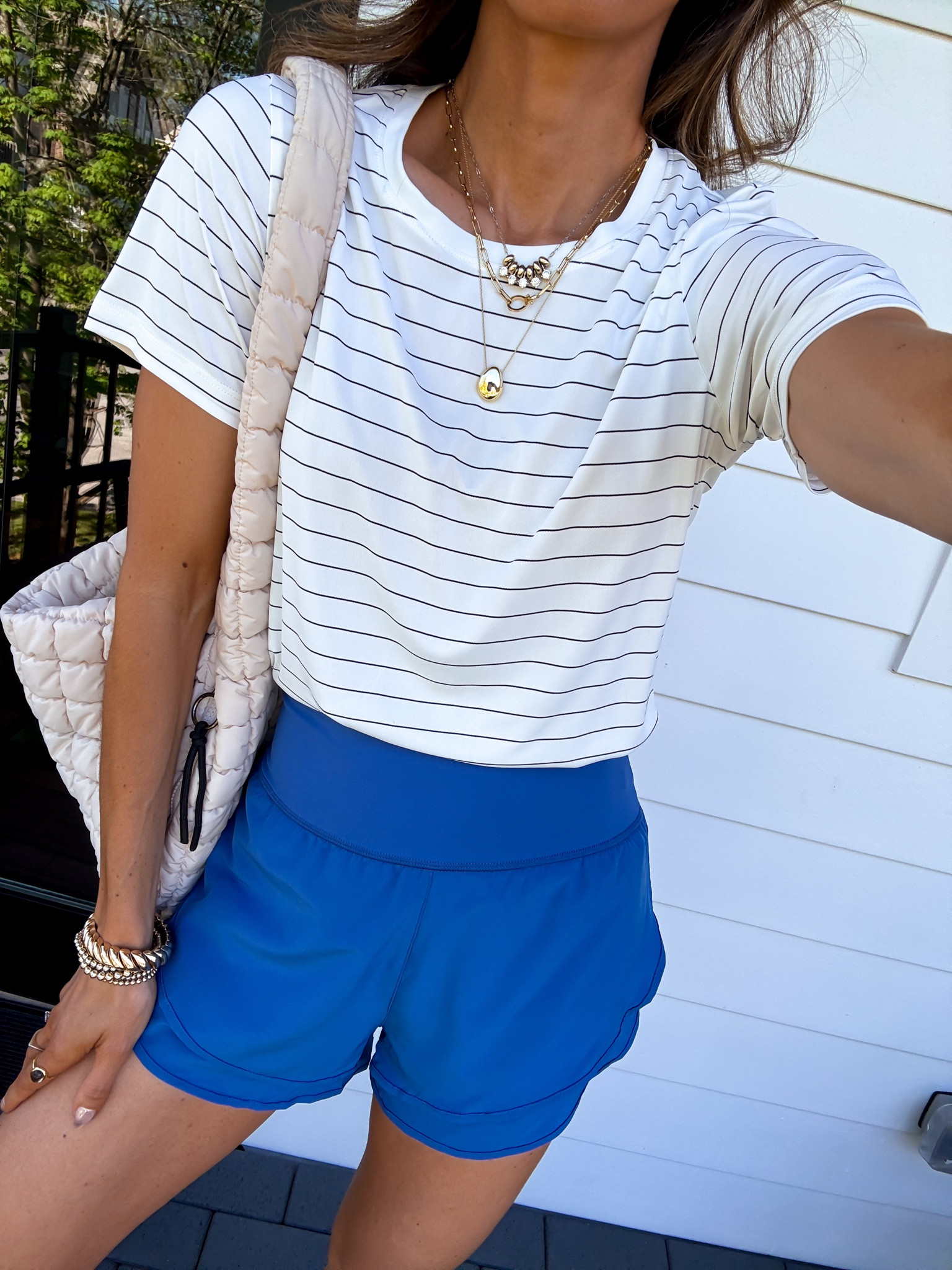 Wearing a xsmall shirt and shorts. 

#LTKActive #LTKmomlife #LTKfitnessgoals