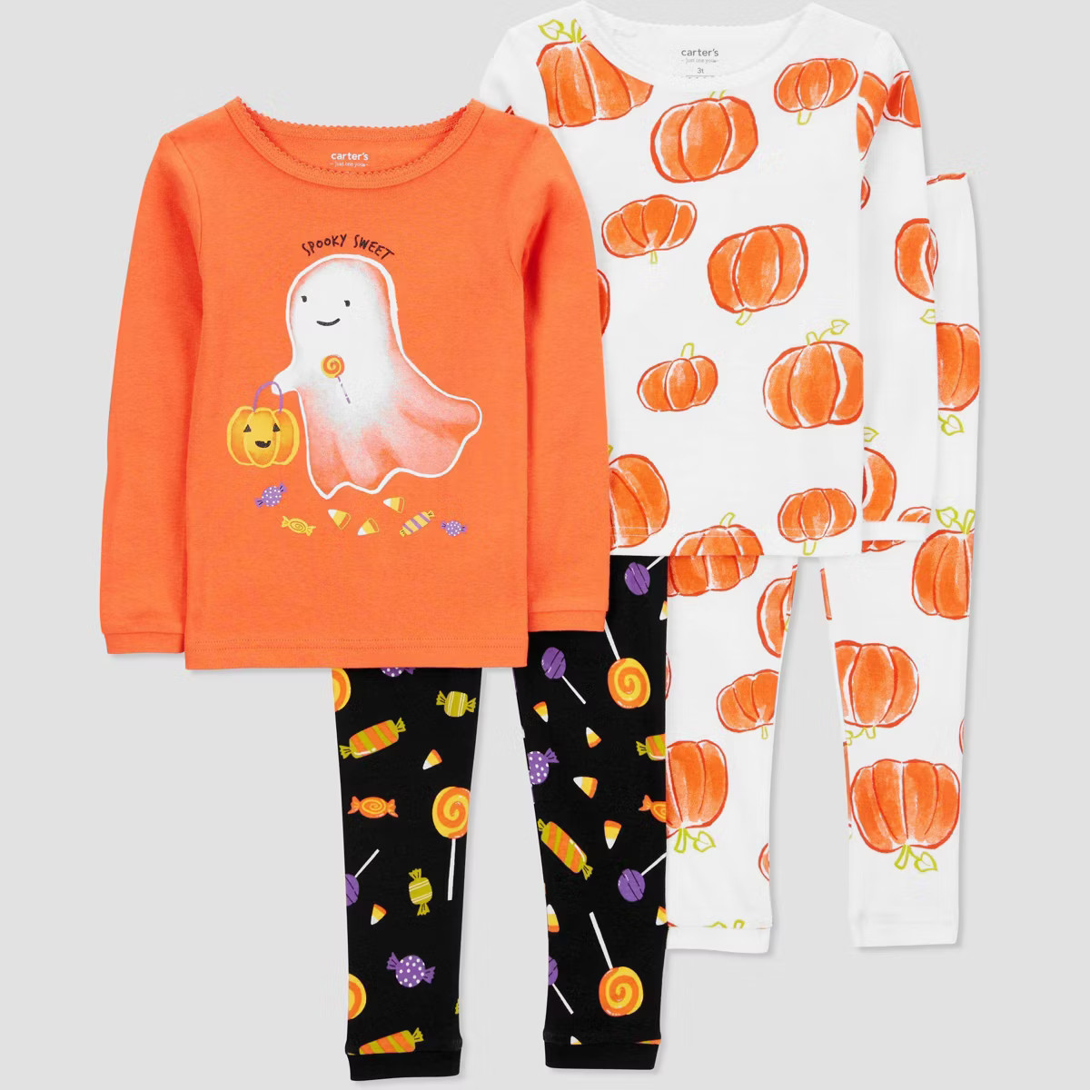 Carter's Just One You® Toddler Girls' Long Sleeve 4pc Halloween Ghosts and Pumpkins Pajama Set -... | Target