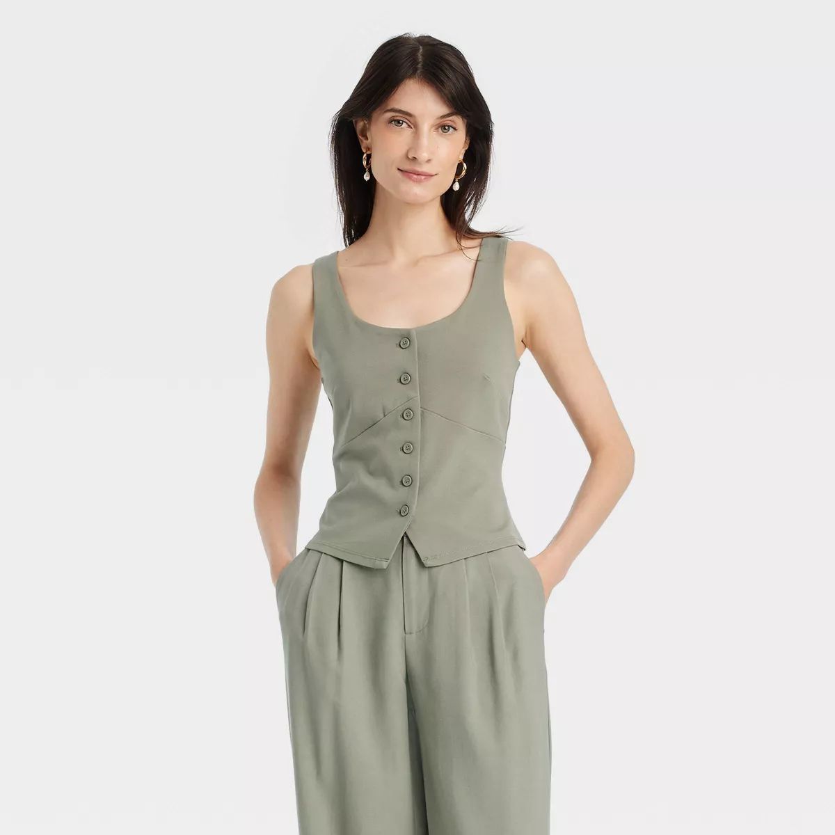 Women's Button-Front Tank Vest - A New Day™ | Target