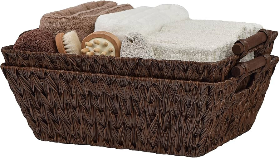 GRANNY SAYS Wicker Storage Baskets, Large Baskets with Handles, Wicker Baskets for Shelves, Water... | Amazon (US)