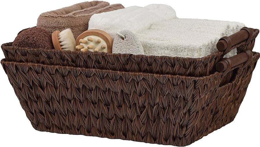 GRANNY SAYS Wicker Storage Baskets, Large Baskets with Handles, Wicker Baskets for Shelves, Water... | Amazon (US)
