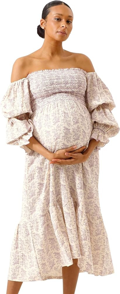 NOTHING FITS BUT Women’s Soft Cotton Muslin Dress, Everyday Stretchable Haru Maternity Gown, Id... | Amazon (US)