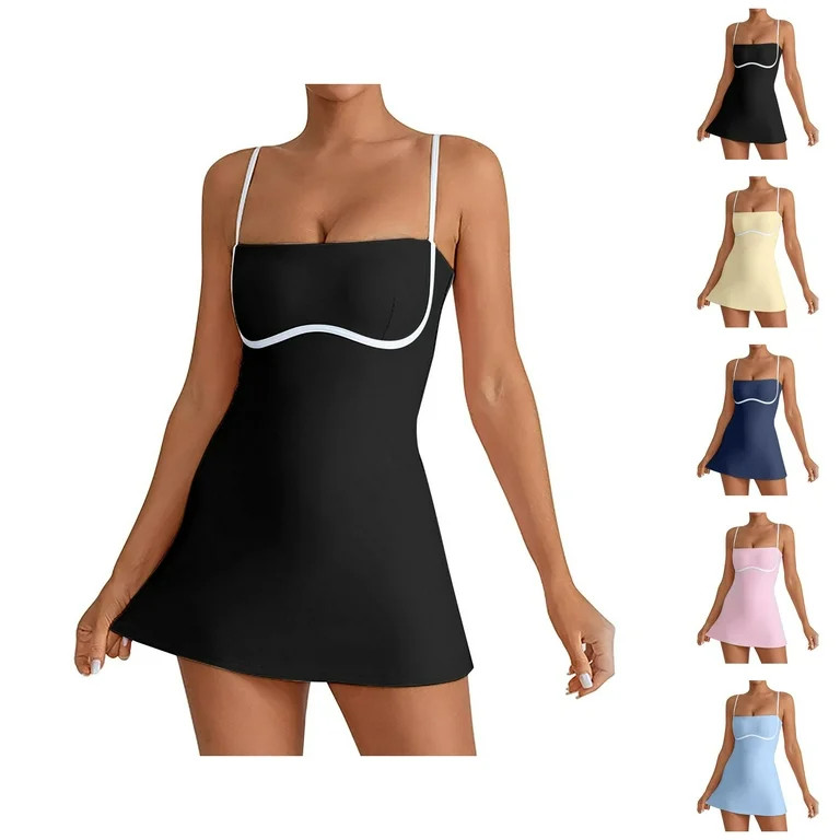 Tennis Dress Golf Dresses for Women with Shorts Adjustable Straps Workout Dress Athletic Dresses ... | Walmart (US)