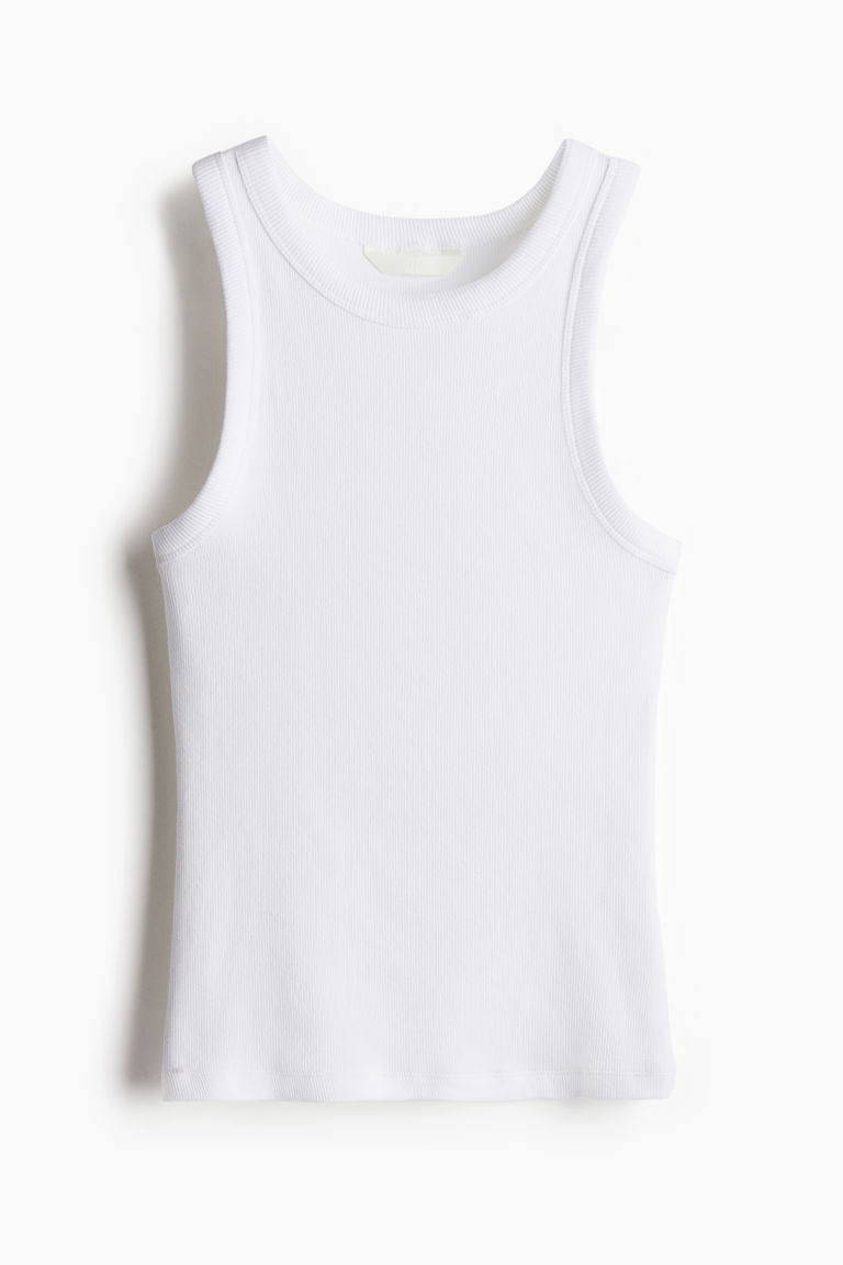 H & M - Ribbed Tank Top - White | H&M (US + CA)