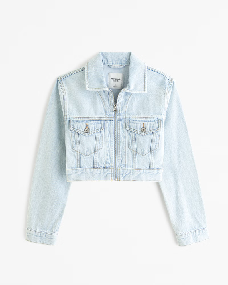 Cropped Denim Trucker Jacket | Abercrombie & Fitch (US)