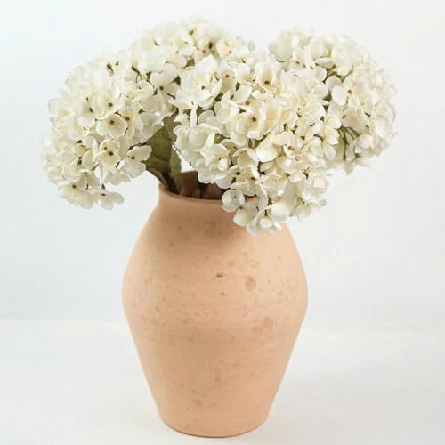 White Dried Hydrangea Flowers Artificial (4 Pcs) - 19" Faux Floral Stems for Farmhouse Home Decor... | Amazon (US)