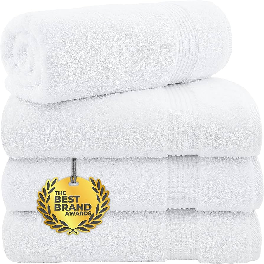 Cotton Paradise Bath Towels for Bathroom, 100% Cotton 4 Piece Turkish Bath Towel Set, Soft Plush ... | Amazon (US)