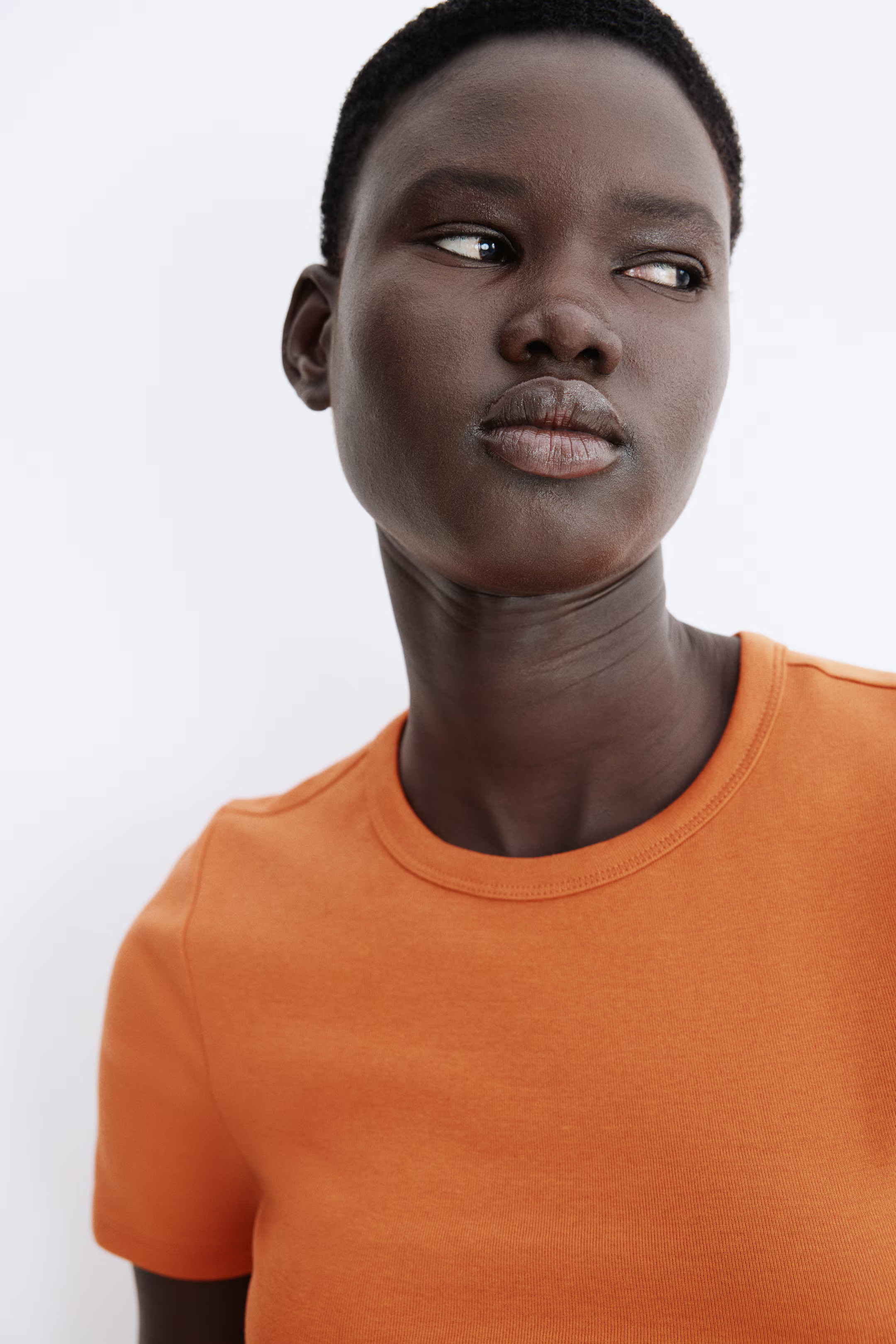 Fitted T-Shirt - Orange - Ladies | H&M US | H&M (US + CA)