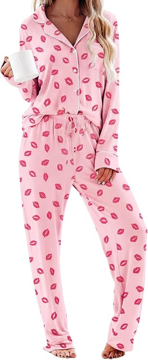 MANBEIYA Women's Pajama Sets Long Sleeve Button Down Soft Knit Sleepwear 2 Piece Lounge Set | Amazon (US)